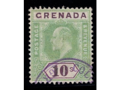 Grenada 1902, Mi. 50, O 10 s, koncovka, fiskální O