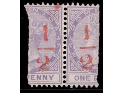 Dominika 1882, Mi. 8, (x) 0,5 d půlená, 2-páska