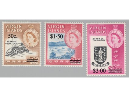 Britské Panenské ostrovy 1966, Mi. 169-71, xx přetisk