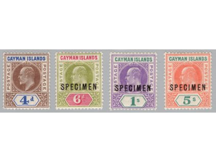 Kajmanské ostrovy 1907, Mi. 13-16, x Eduard, SPECIMEN 6 d - 5 s (stojí jako bez)