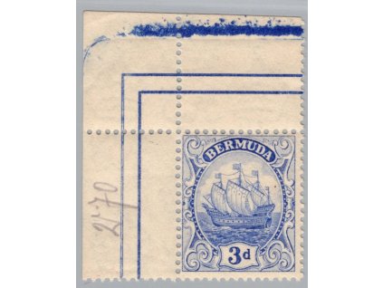 Bermudy 1922, Mi. 76, xx 3 d Lodě, rohová