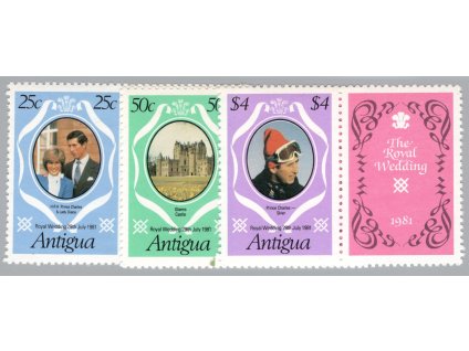 Antigua 1981, Mi. 628-30C s kuponem, xx Svatba
