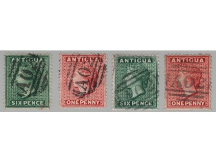 Antigua 1872, Mi. 4-5 A+C, O 1 a 6 d