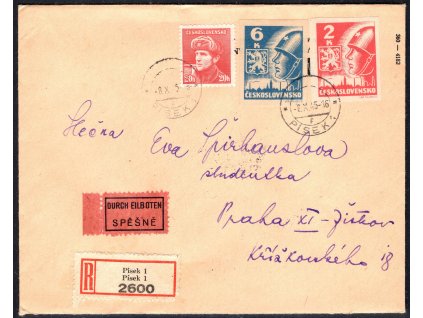 ČSR II 1945, ⌧︎ Košické vydání, R-Písek, O Písek, spěšně