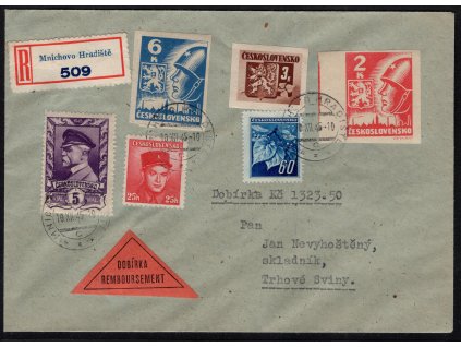 ČSR II 1945, ⌧︎ Košické vydání, R-Mnichovo Hradiště, dobírka