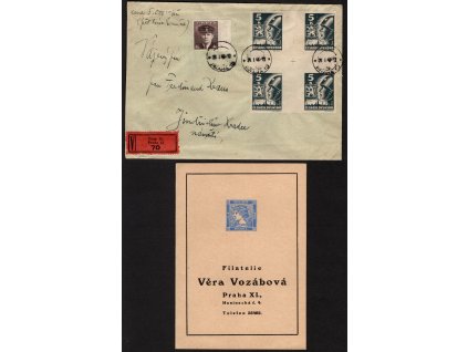 ČSR II 1945, Pof. 355 Mx, ⌧︎ Cenné psaní vyplacené 5 K Košické vydání malý kříž a dofrankované, první nám známý takový ⌧︎