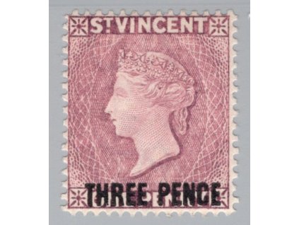Svatý Vincent 1897, Mi. 43, x 3 d / 1 d, opravený lep