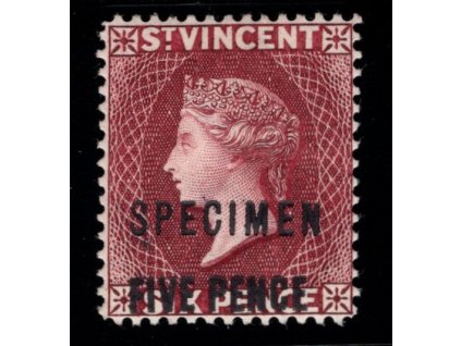 Svatý Vincent 1893, Mi. 40, x 5 d / 6 d SPECIMEN, KC S.G. 50 £, vl - sleva!