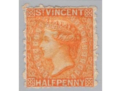 Svatý Vincent 1881, Mi. 24, x 0,5 d, opravený lep