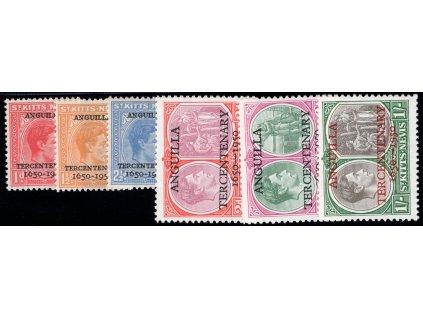 Svatý Kryštof, Nevis, Anguilla 1950, Mi. 92-7, x 300 let