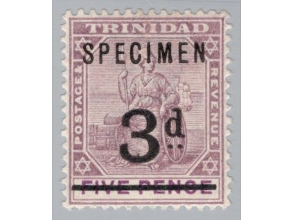 Trinidad 1899, SG 126, x 3 / 5 d SPECIMEN nevydaná