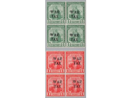 Trinidad a Tobago 1917, Mi. 81-2, xx/x WAR TAX, čtyřblok