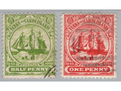 Turks a Caicos 1900, Mi. 34-5, O 0,5 a 1 d Loď