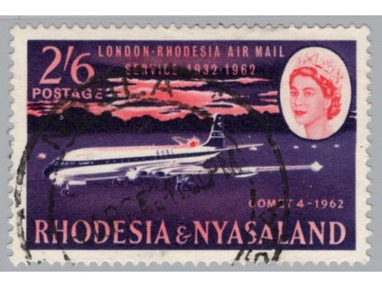 Rhodesie a Ňasko 1962, Mi. 44, O 2,6 s Letadlo, koncovka
