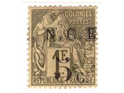 Nová Kaledonie 1886, Mi. 10, x 5 c / 1 F, vzadu poznámka tužkou - sleva!