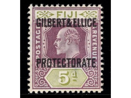 Gilbertovy ostrovy 1911, Mi. 5, xx 5 d, skrvna - sleva!
