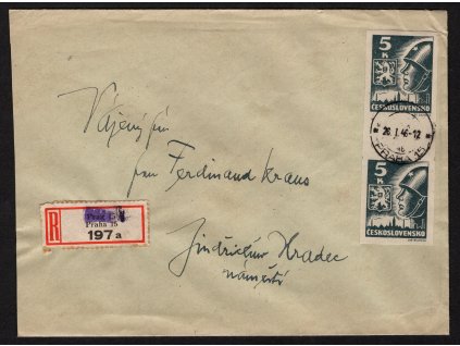 ČSR II 1945, Pof. 355 Ms, ⌧︎ R-Praha 15, s meziarším 5 K Košické