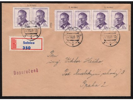 ČSR II 1959, Pof. 1091X - chybotisk, ⌧︎ R-Solnice s 6x Novotný, vzácné!