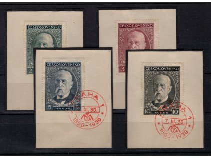 ČSR I 1930, Pof. 261-4, △ 80. narozeniny T. G. Masaryka, O Praha 1 7. III. 30 TGM 1850 - 1930