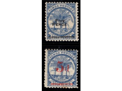 Samoa 1893, Mi. 17I, x 5 d/4 d, + č. 16 zdarma