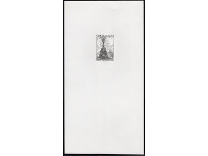 ČR 2002, (x) 14 Kč Olomouc, otisk rytiny pro PTR 10, zkusmý tisk v podobě nezoubkovaného aršíku na velkém listu silnějšího papíru, jediný nám známý kus - zřejmě unikát!