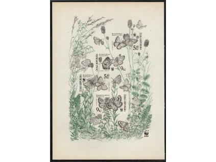 ČR 2002, Pof. A326/9, (x) aršík Motýli, soutisk rytin, reprezentační tisk v podobě nezoubkovaného aršíku na větším listu papíru, dv, jediný nám známý kus - zřejmě unikát!