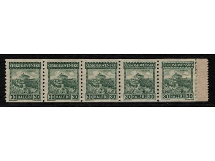 ČSR I 1926, Pof. 210A P7, xx 30 h Hrady, svitek, 5-páska - zaváděcí část s další perforací