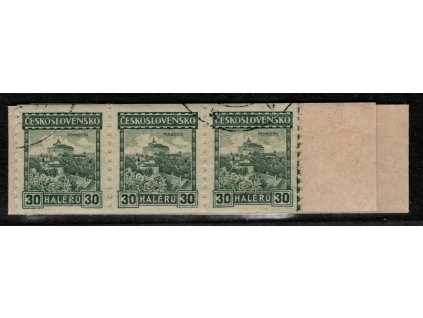ČSR I 1926, Pof. 210A P7, O (svěží lep) 30 h Hrady, svitek, 3-páska se zaváděcí páskou a dělící čárou