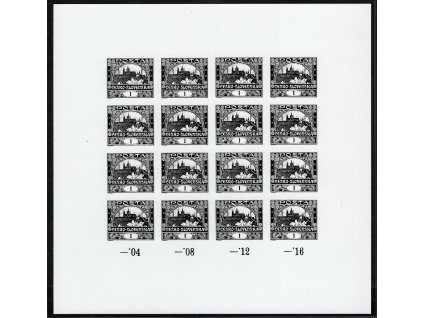 ČR 2019, Pof. ZT RT 2, (x) 1 h Hradčany 1918, zkusmý tisk reprezentačního tisku v odlišné - černé - barvě na křídovém papíru, náklad jen 10 kusů! vytištěných knihtiskem v PTC z původní TD