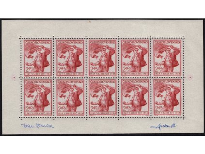 ČSR II 1954, Pof. PL 771, xx Revolucionář, 10blok, na okraji podpis autora I. Strnad a rytce L. Jirka