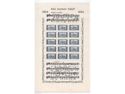 ČSR I 1934, Pof. A284, (x) 2 Kč A KDM? + desky, široký formát, rozměr 172x283 mm, na okraji skvrnka