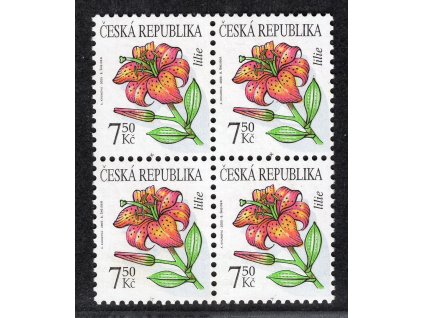 Česká republika 2005, Pof. 423 (francouzský papír), xx 7,50 Kč Lilie (čtyřblok), znám jen jeden arch, zk dr. Beneš