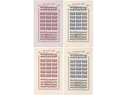 ČSR I 1934, Pof. A283-4, (x) KDM?, kompletní sestava čtyř aršíků - úzký a široký formát, hezká jakost, každý pár v deskách