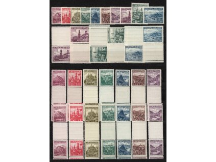 ČSR I 1936, Pof. 304-13, xx Města, sestava: série + kupony na obě strany + trhaná a řezaná meziarší