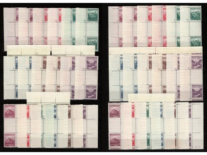 ČSR I 1936, Pof. 304-10, xx Města, sestava: meziarší s levým okrajem - trhaná + řezaná s DČ 1-1A, a dále obě série s okrajem vpravo