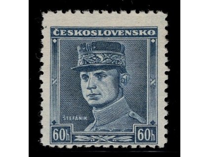 ČSR I 1939, Pof. 0351, xx modrý Štefánik, větší posun perforace