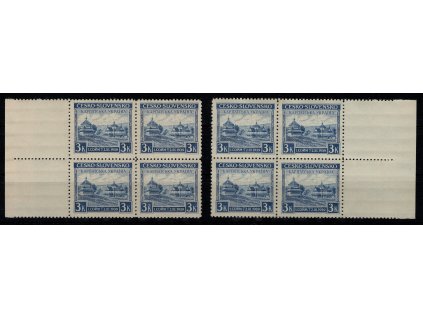 ČSR I 1939, Pof. 351, xx Sněm KU, dva čtyřbloky s levým a pravým okrajem
