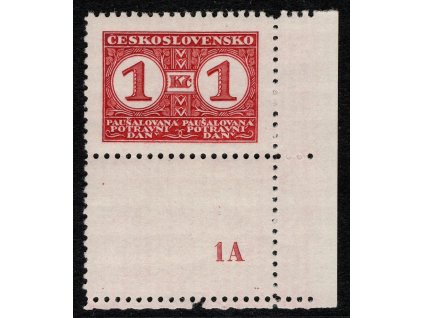 ČSR I Potravní daň 1935, Pof. PD 9A, xx 1 Kč, s DČ 1A, dvl