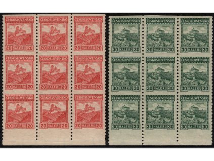 ČSR I 1926, Pof. 209-10A, xx 20 a 30 h Hrady, svitkové v krajových 9-blocích