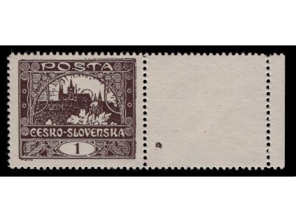 ČSR I 1918, Pof. 1C, xx 1 h Hradčany, ZP 50/2, s DV uvedenou v Monografii ("vlajka"), s "kuponem"