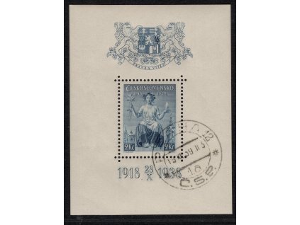 BuM 1939, Pof. A347, O čs. aršík Republika 1938 jako souběžný, dvojtá moletáž první "1" v letopočtu dole, razítko z 15.12.39, tedy z posledního dne platnosti, svěží lep, mimořádné