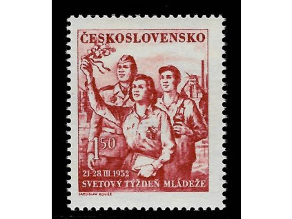 ČSR II 1952, Pof. 637, xx zkusmý tisk v červené barvě