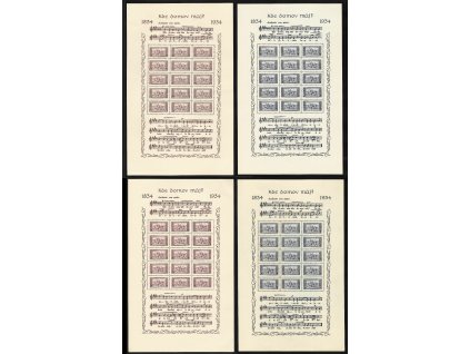 ČSR I 1934, Pof. A283-4, (x) KDM?, kompletní sestava čtyř aršíků - úzký a široký formát, hezká jakost, jen nepatrné dv, každý pár v deskách