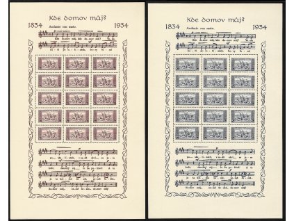 ČSR I 1934, Pof. A283-4, (x) A KDM? + desky, hezká jakost, (1 Kč úzký, 2 Kč široký)