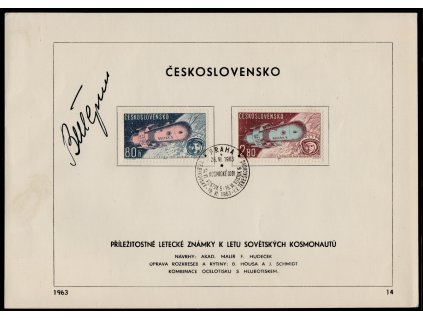 ČSR II Letecké 1963, Pof. L53-4, NL s podpisem kosmonauta V. F. Bykovskij