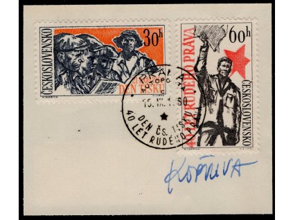 ČSR II 1960, Pof. 1139-40, △ Rudé právo, s podpisem autora M. Kopřiva