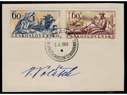 ČSR II 1960, Pof. 1113-14, △ 15. výročí, s podpisem autora V. Polášek