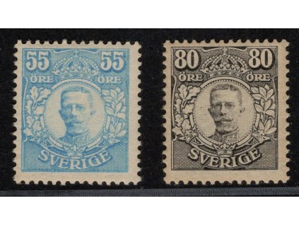 Švédsko 1918, Mi. 84-5, x Vernamo, náklad jen 1.000 sérií!