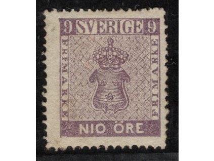 Švédsko 1858, Mi. 8, x 9 ö, světlejší odstín, opravený lep