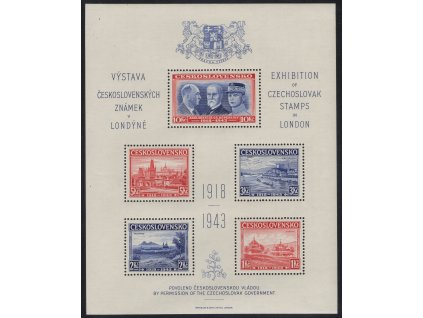 ČSR I 1943, xx Londýnský aršík, desky D/D, stádium perforačního rámce č. 5